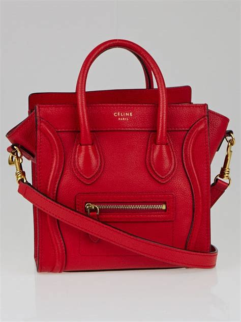 celine nano luggage burgundy|Celine Nano Luggage Red & Burgundy Drummed Leather.